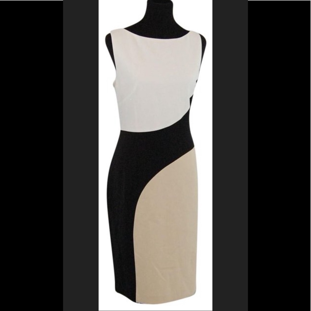 Vince Camuto Black White and Cream Midi Dress